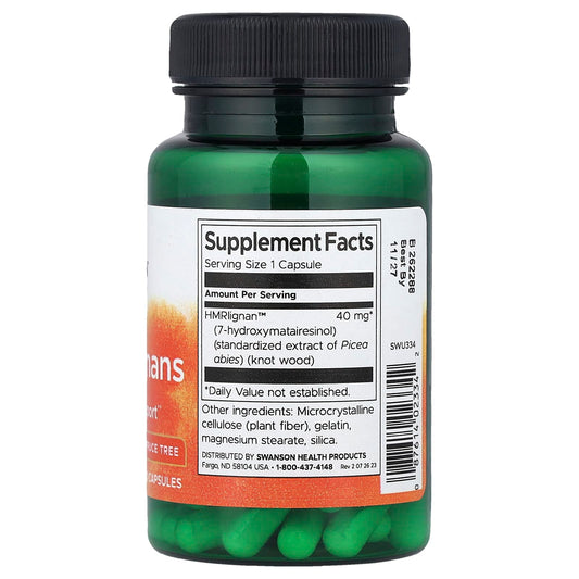 Swanson Vitamins, 7-HMR lignans, 60 Capsules (40 mg per Capsule)