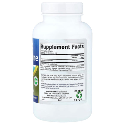 Best Naturals L-Carnitine 1,000 mg 120 Tablets