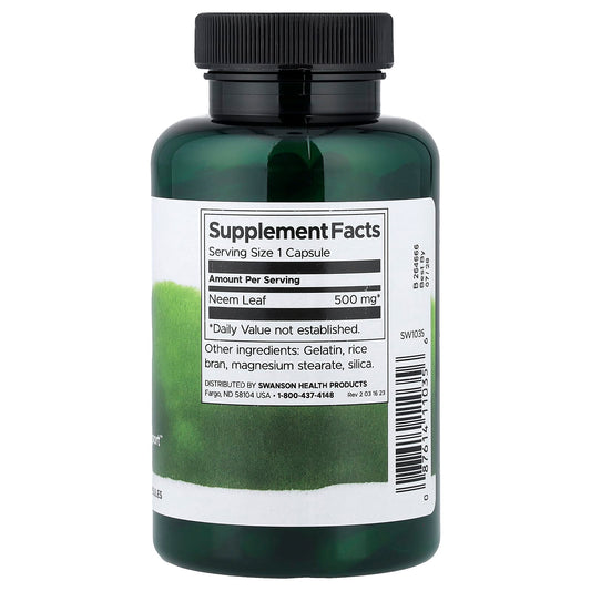 Swanson Vitamins, Neem Leaf, 500 mg, 100 Capsules