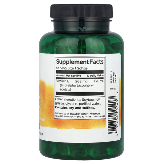 Swanson Vitamins, Natural E-400, 268 mg (400 IU), 250 Softgels