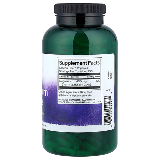 Swanson Vitamins, Magnesium Oxide, 200 mg, 500 Capsules
