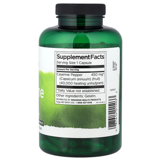 Swanson Vitamins, Cayenne, 450 mg, 300 Capsules