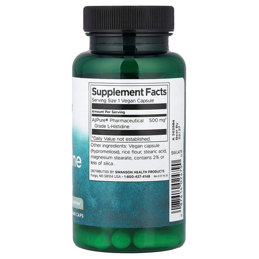Swanson Vitamins, L-Histidine, 500 mg, 60 Vegan Caps