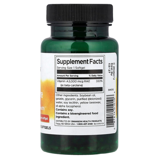 Swanson Vitamins, Beta Carotene, 10,000 IU (3,000 mcg RAE), 250 Softgels
