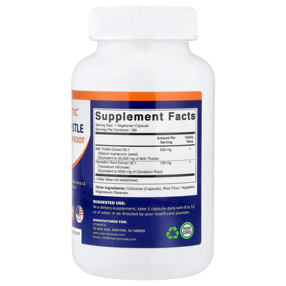 Vitamatic Milk Thistle + Dandelion Root 180 Veg Caps