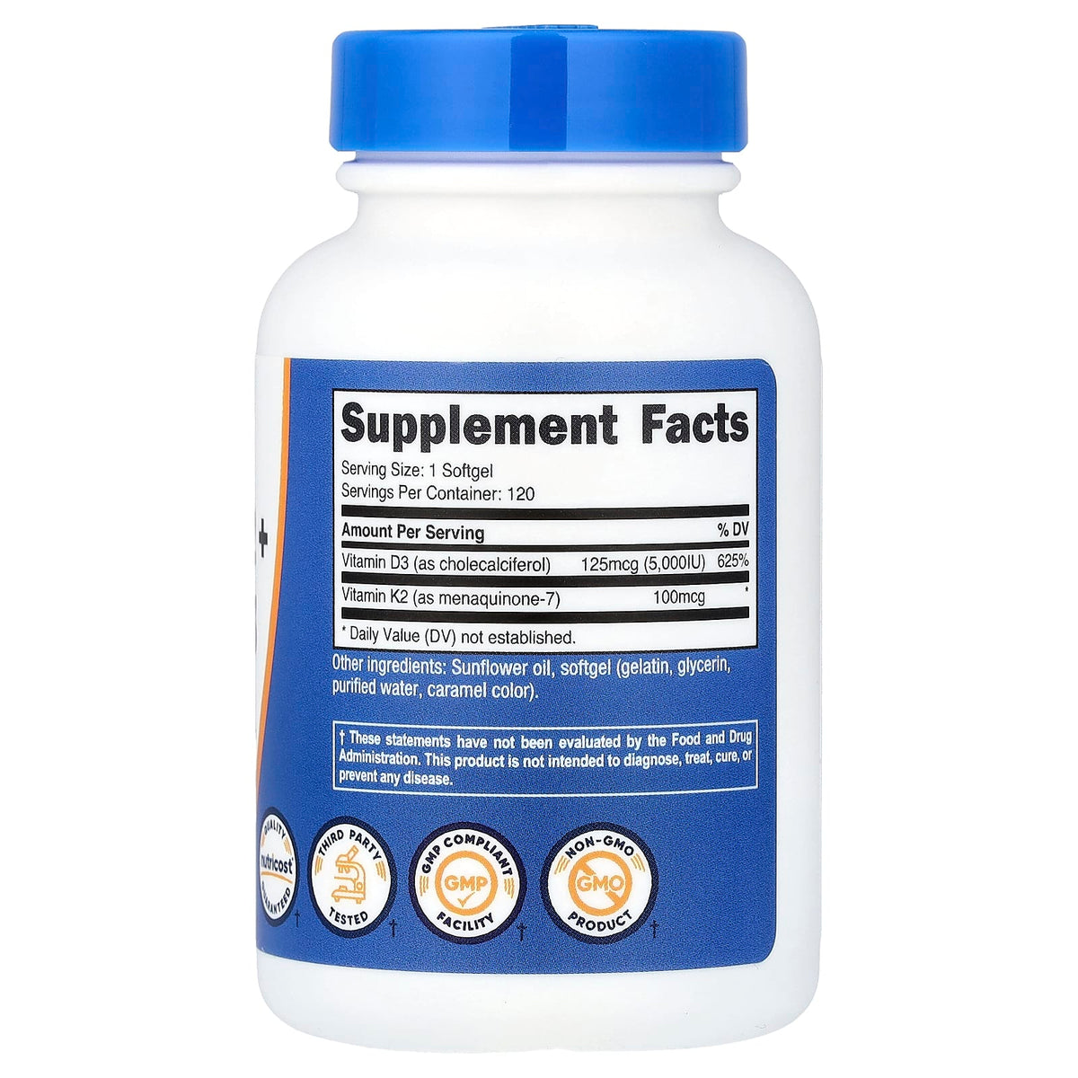 Nutricost Vitamin K2 + Vitamin D3 120 Caps