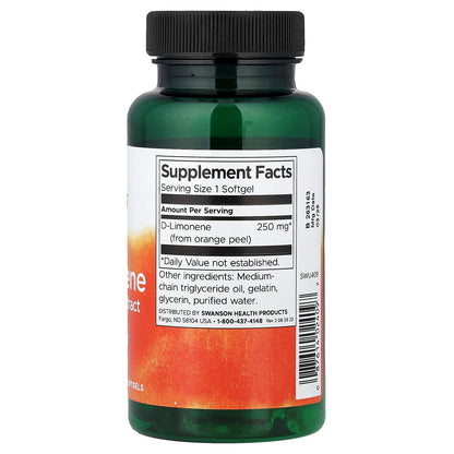 Swanson D-limonene Peel Extract 250 mg 60 Softgels