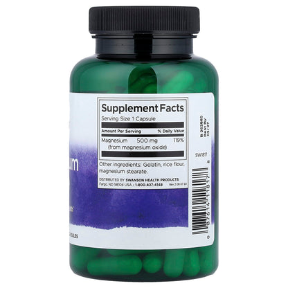 Swanson Magnesium Oxide 500 mg 100 Caps