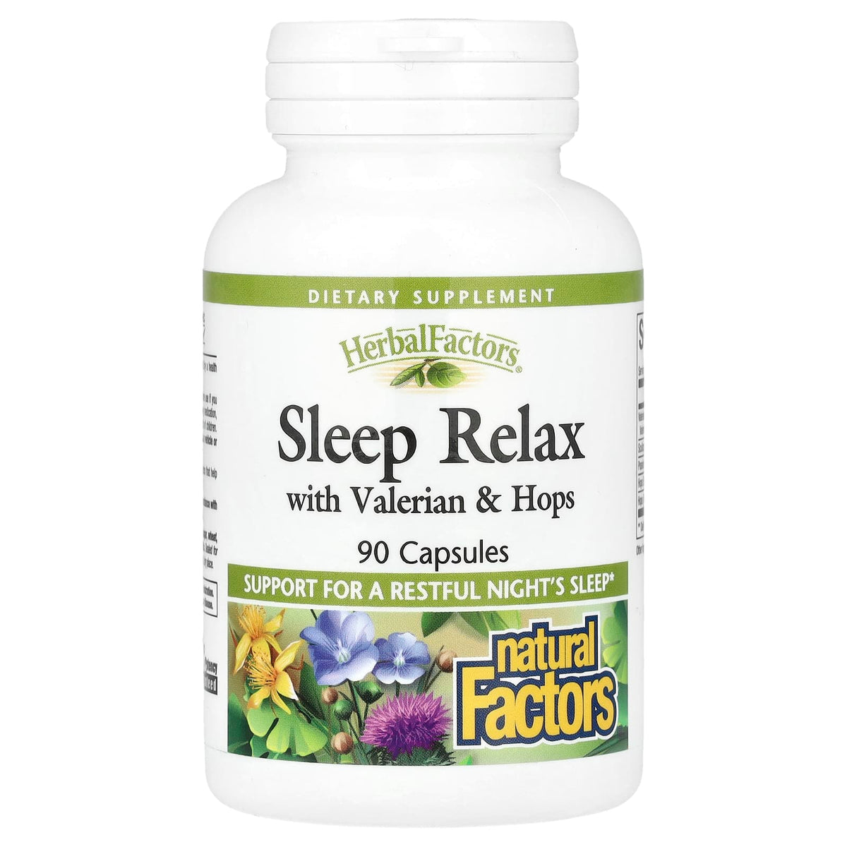 Natural Factors Herbal Factors, Sleep Relax with Valerian & Hops 90 Caps