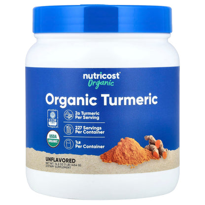 Nutricost, Organic Turmeric, Unflavoured, 1 lb (454 g)