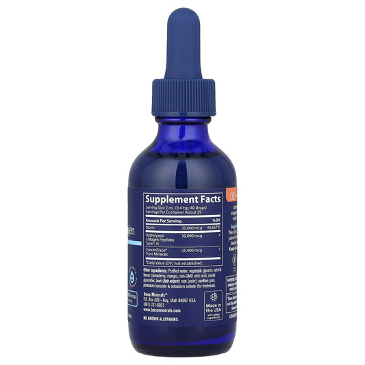 Trace, Ionic Biotin + Collagen, Strawberry Mango, 75,000 mcg, 2 fl oz (59 ml)