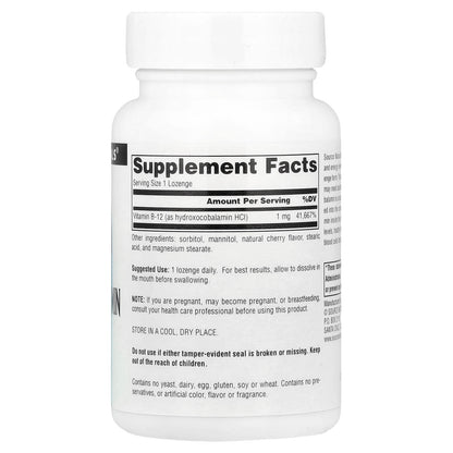 Source Naturals Hydroxocobalamin Vitamin B12 1 mg 120 Lozenges