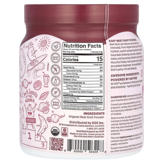 KOS, Organic Beetroot Powder, 12.7 oz (360 g)