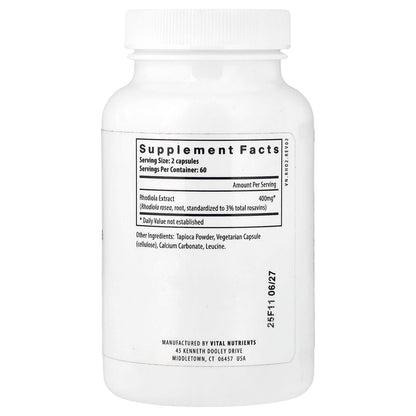 Vital Nutrients Rhodiola Rosea 120 Vegan Capsules