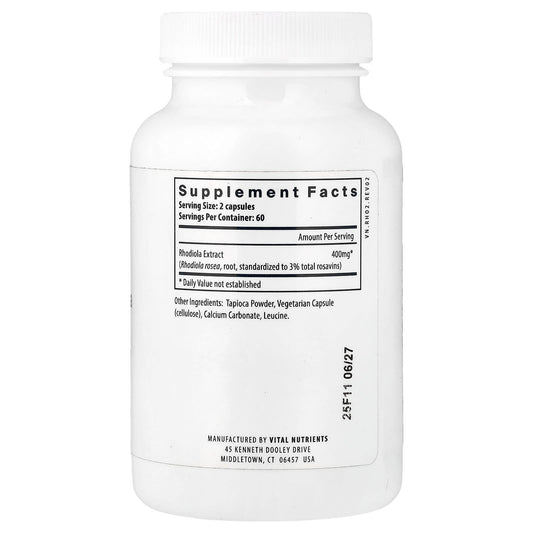 Vital Nutrients Rhodiola Rosea 120 Vegan Capsules