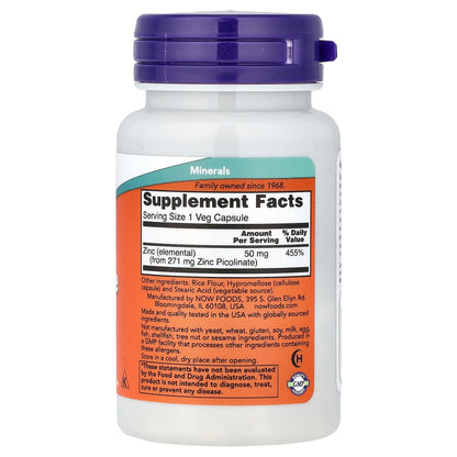 NOW Foods Zinc Picolinate 50 mg 30 Veg Caps
