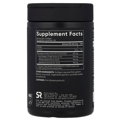 Sports Research Alaskan Omega-3 Fish Oil, Mini Gels 120 Caps