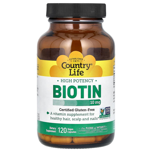 Country Life, Biotin, High Potency, 10 mg, 120 Vegan Capsules