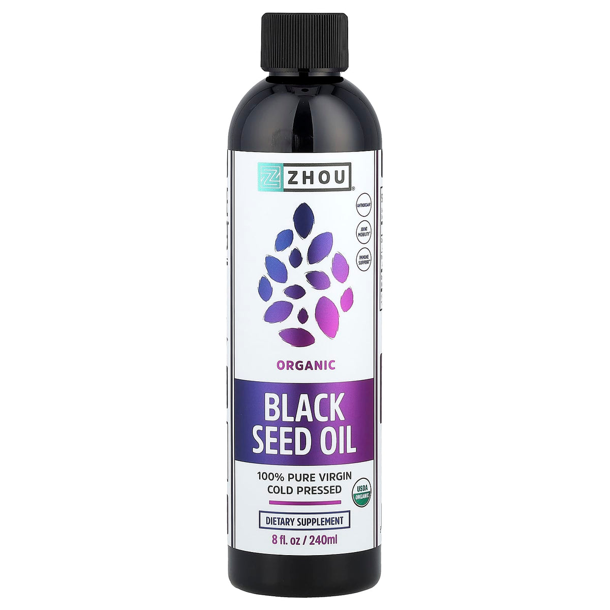 Zhou Nutrition, Organic, 100% Pure Virgin Black Seed Oil, Cold Pressed, 8 fl oz