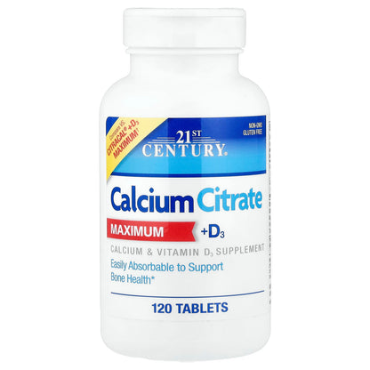 21st Century Calcium Citrate + D3 Maximum 120 Tabs