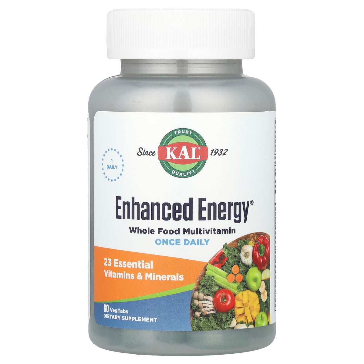 KAL, Enhanced Energy, Once Daily Whole Food Multivitamin, 60 Vegetarian Tablets