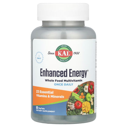 KAL, Enhanced Energy, Once Daily Whole Food Multivitamin, 60 Vegetarian Tablets