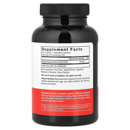 Force Factor, Ginkgo Biloba, 120 mg, 120 Vegetable Capsules