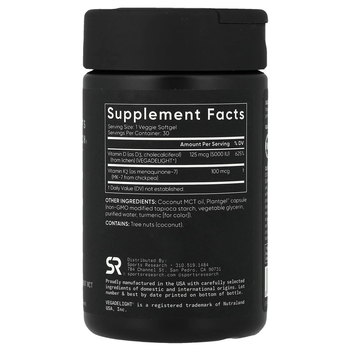 Sports Research D3 + K2, Plant-Based 30 Softgels
