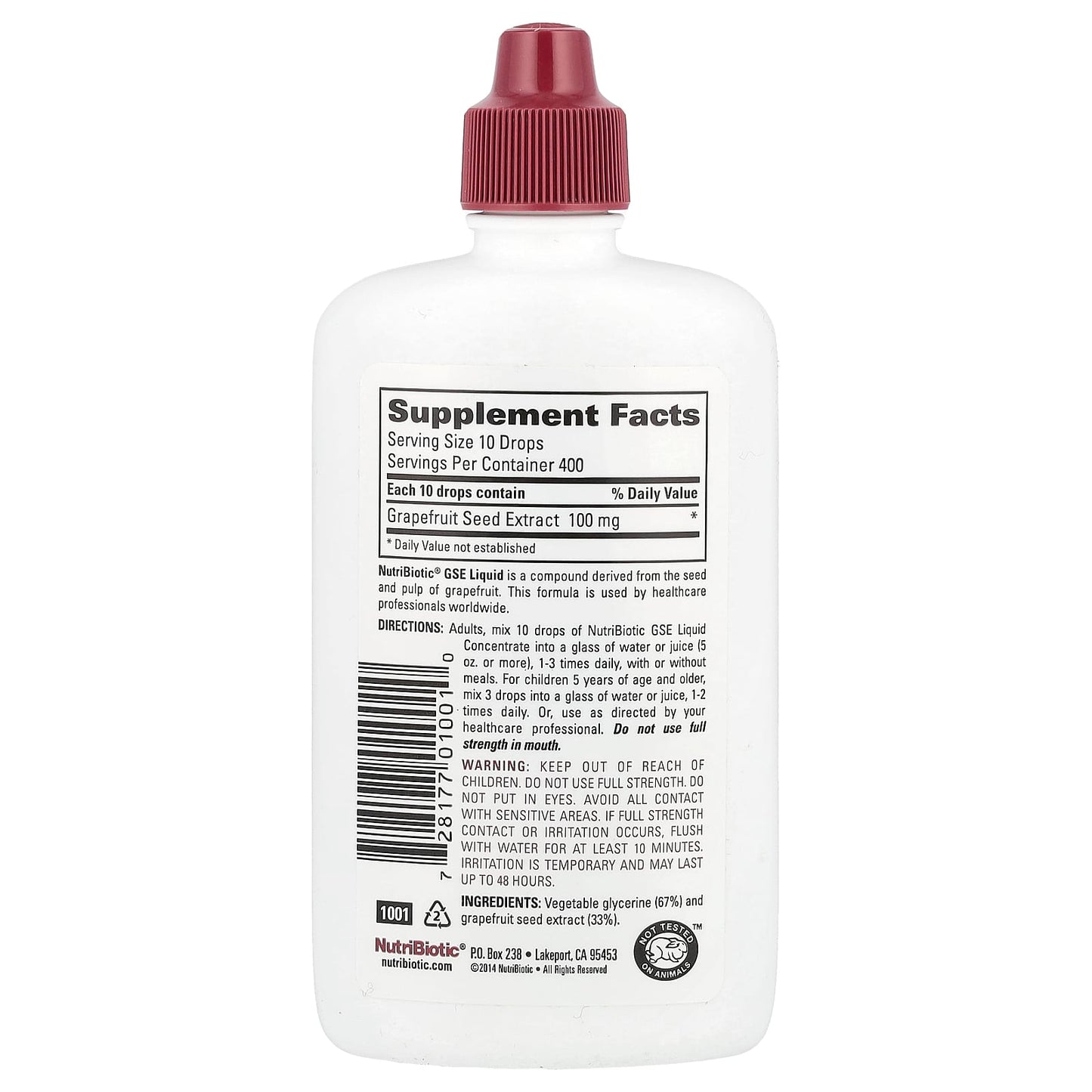 NutriBiotic, Vegan GSE, Grapefruit Seed Extract, Liquid Concentrate, 100 mg, 4 fl oz (118 ml)