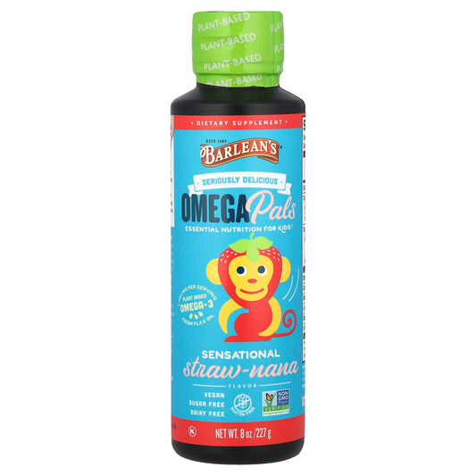 Barlean's, Omega Pals, Essential Nutrition For Kids, Sensational Straw-Banana, 8 oz (227 g)