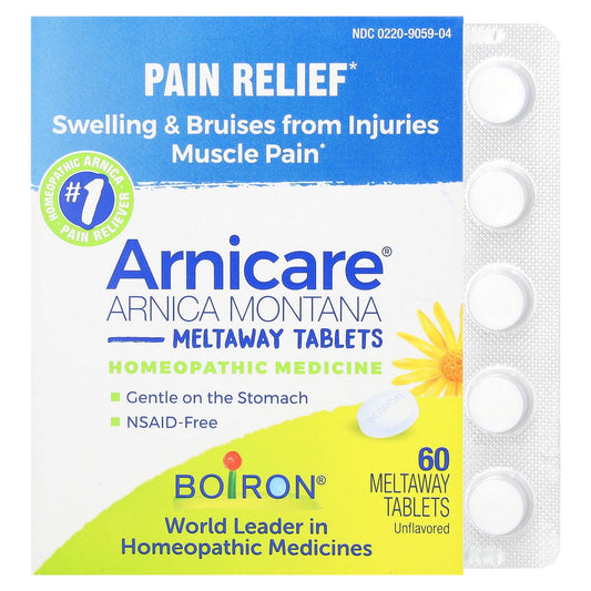 Boiron, Arnicare, Arnica Montana Meltaway Tablets, Unflavoured, 60 Meltaway Tablets