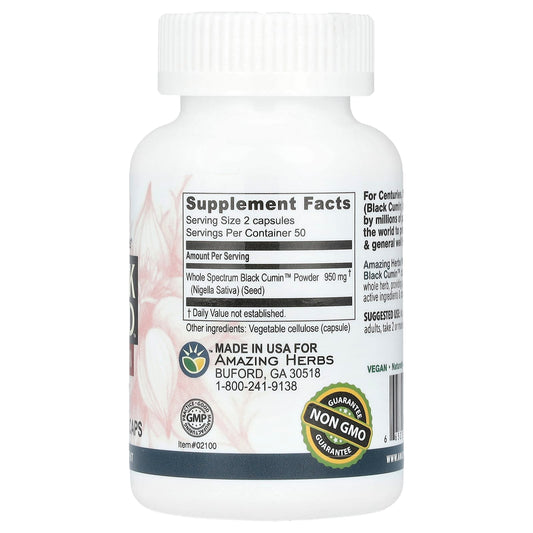 Amazing Herbs, Black Seed, Original Plain, 100 Vegetarian Capsules
