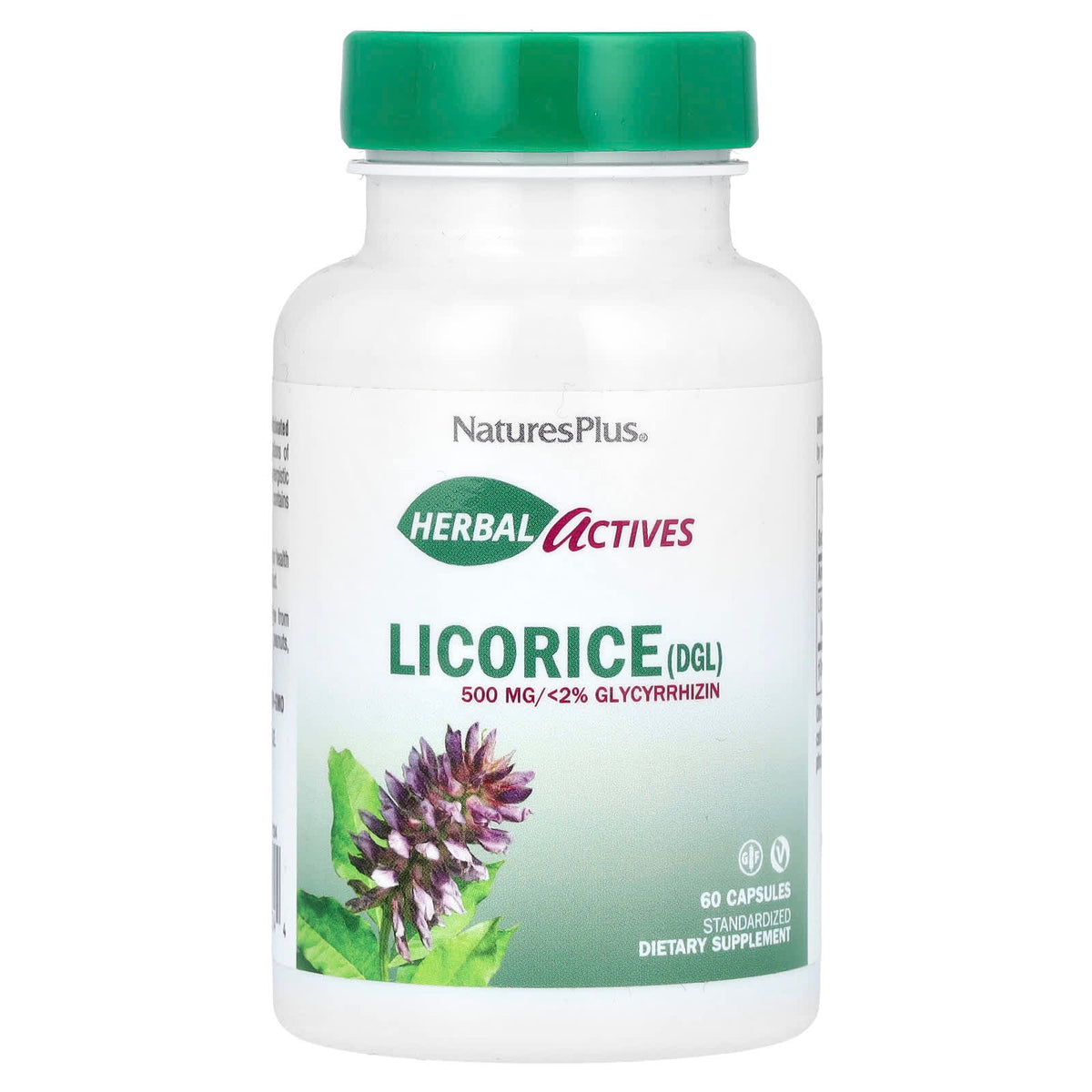 Nature's Plus, Herbal Actives, Licorice (DGL), 500 mg, 60 Vegetarian Capsules