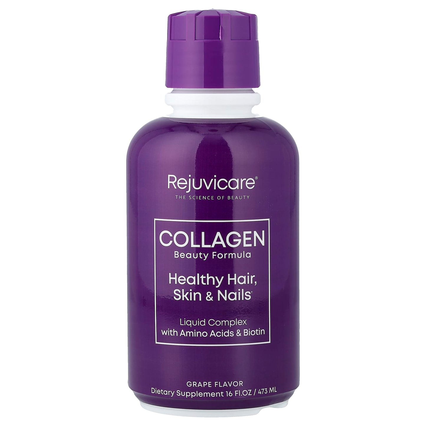 Rejuvicare, Collagen Beauty Formula, Liquid Complex With Amino Acids & Biotin, Grape, 16 fl oz (473 ml)