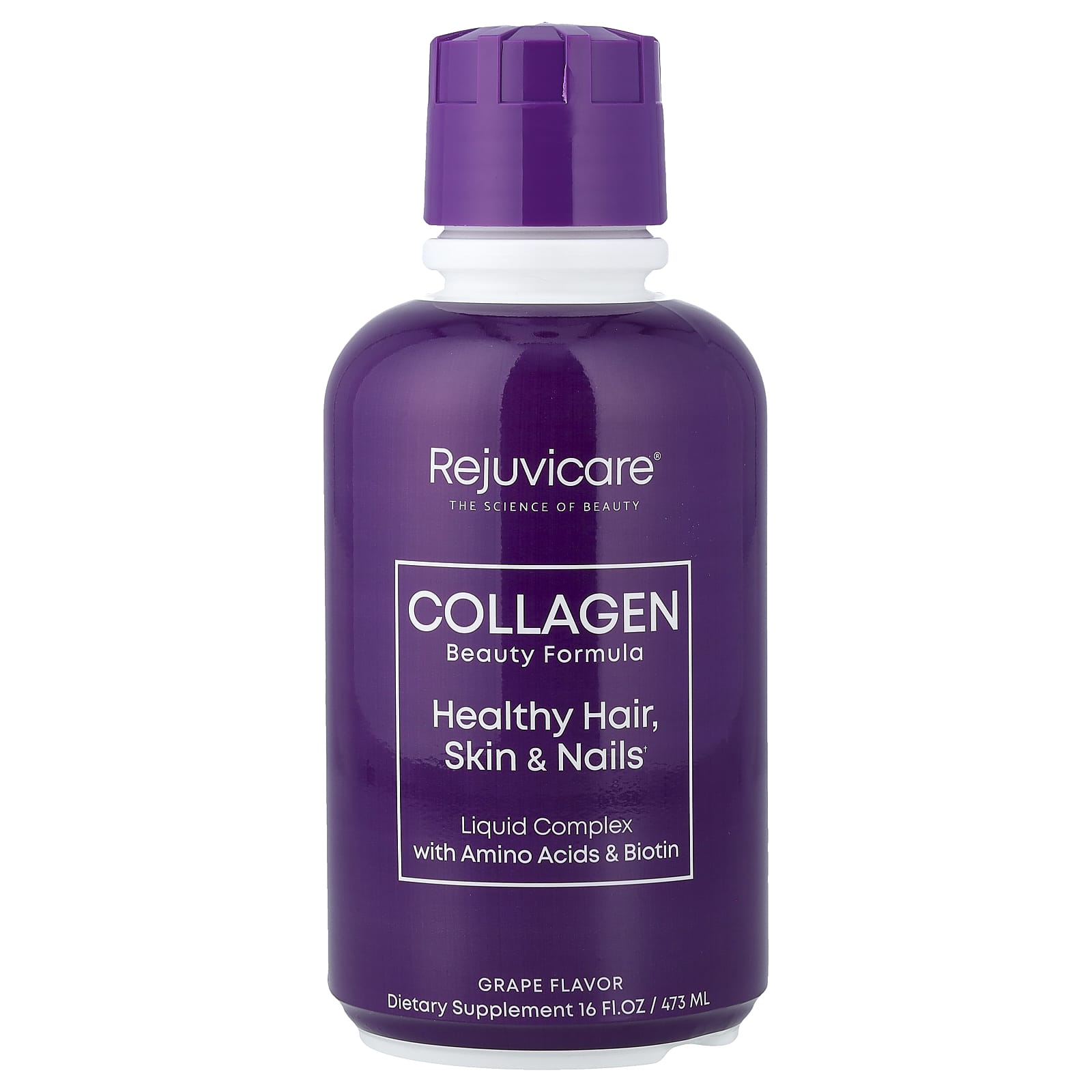 Rejuvicare, Collagen Beauty Formula, Liquid Complex With Amino Acids & Biotin, Grape, 16 fl oz (473 ml)