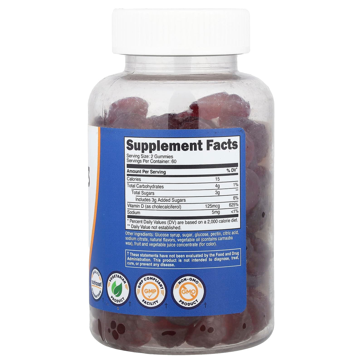 Nutricost, Vitamin D3 Gummies, Mixed Berry, 120 Gummies (62.5 mg per Gummy)