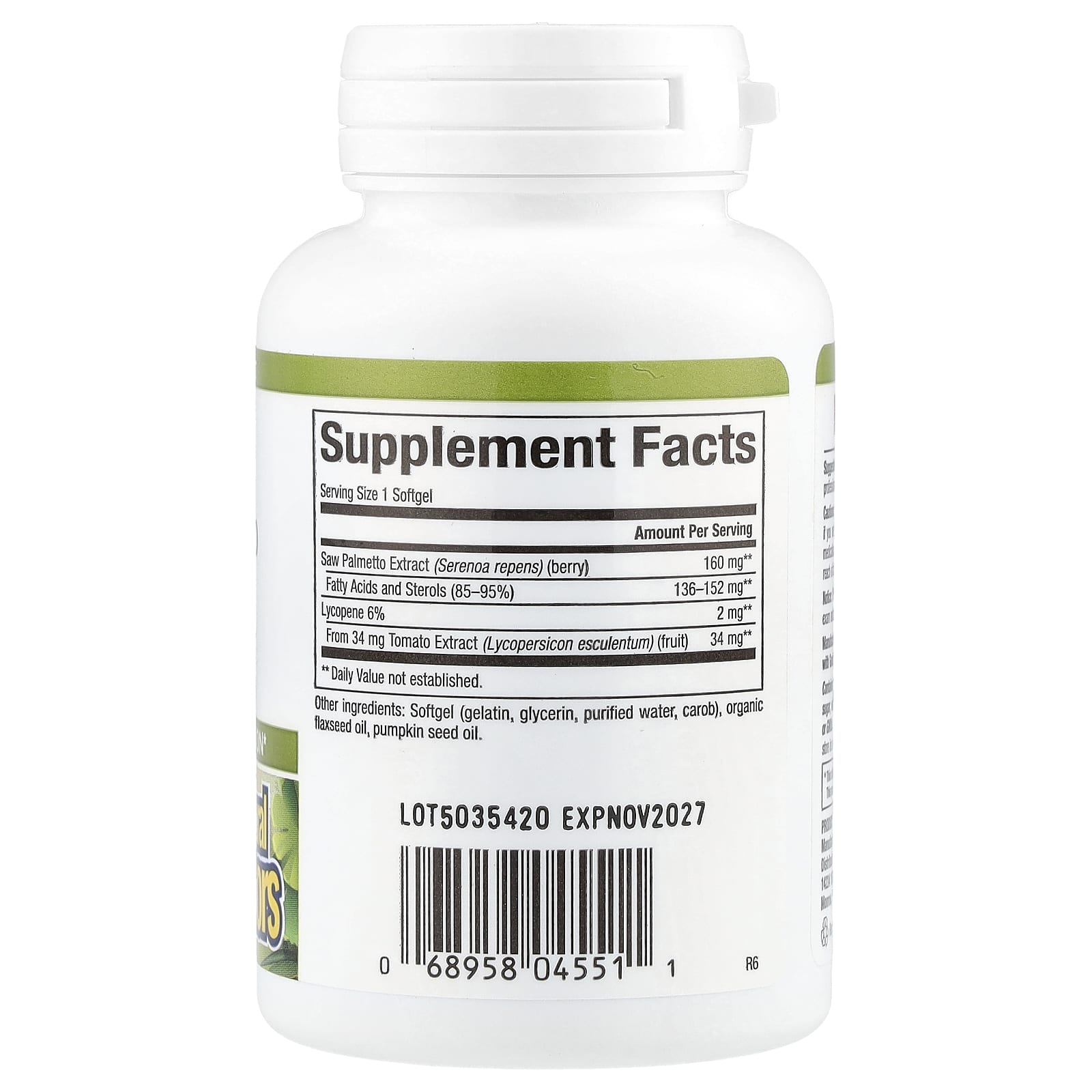 Natural Factors, HerbalFactors®, Saw Palmetto with Lycopene, 60 Softgels
