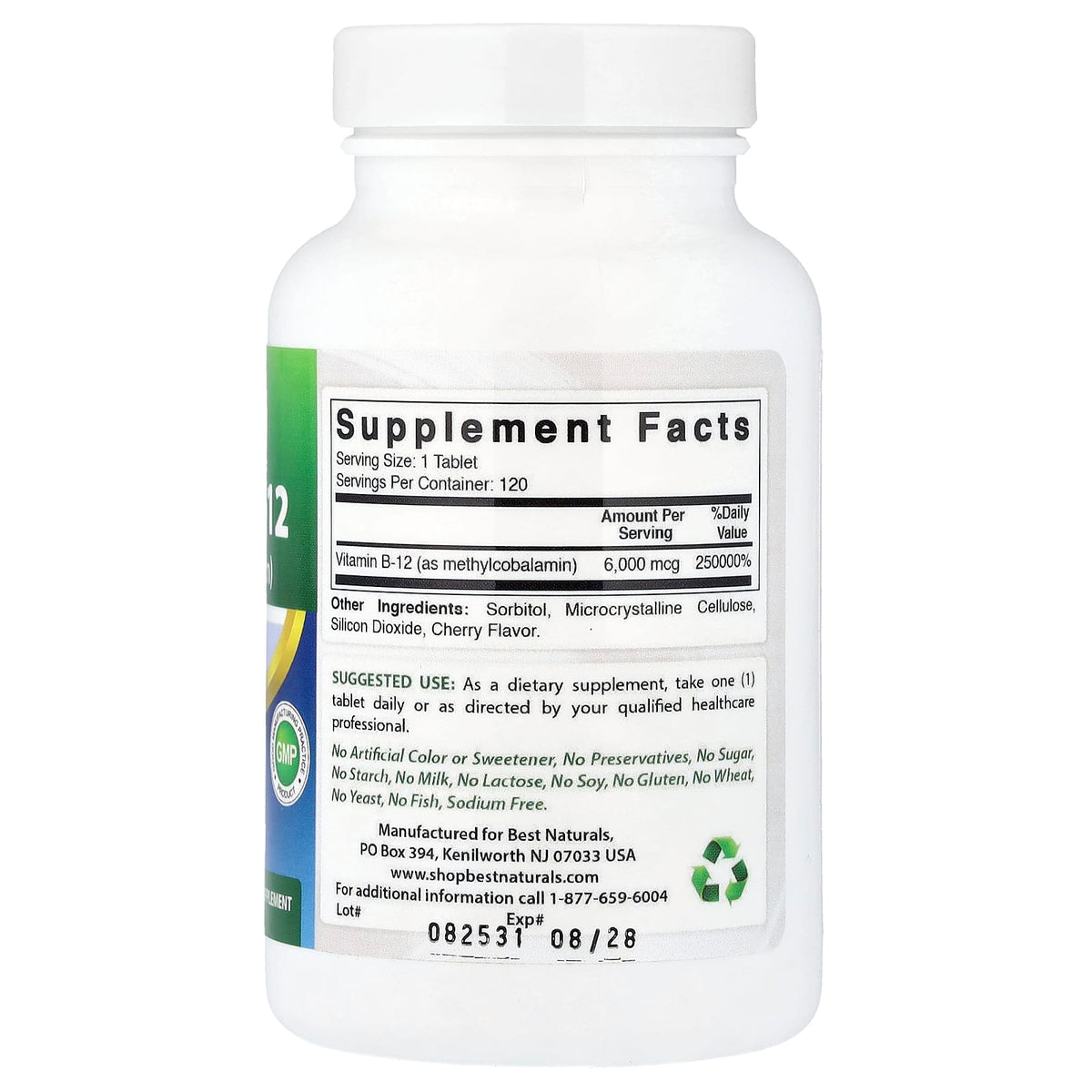 Best Naturals Vitamin B-12 Methylcobalamin 120 Tablets