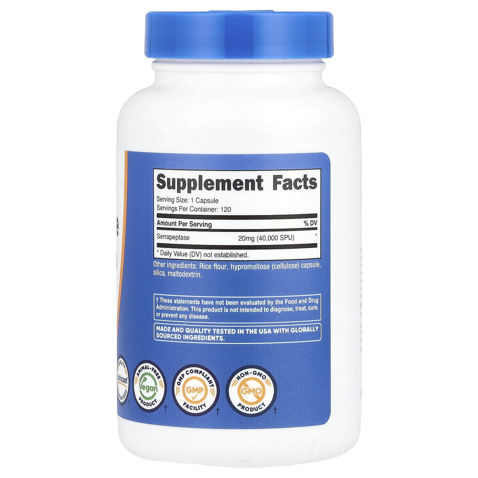 Nutricost, Serrapeptase, 20 mg (40,000 SPU), 120 Capsules