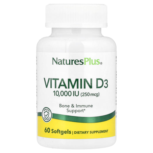 Nature's Plus, Maximum Potency, Vit D3, 10,000 IU, 60 Softgels