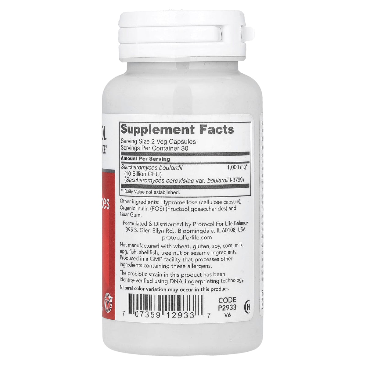 Protocol for Life Balance Saccharomyces Boulardii 500 mg 60 Veg Caps