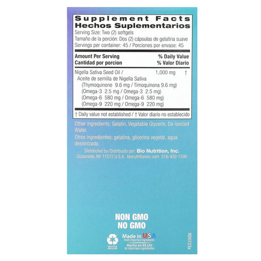 Bio Nutrition, Premium Black Seed Oil, 90 Softgels (500 mg per Softgel)