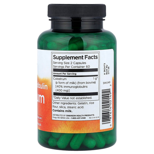 Swanson Vitamins, High Immunoglobulin Colostrum, 120 Capsules (500 mg per Capsule)