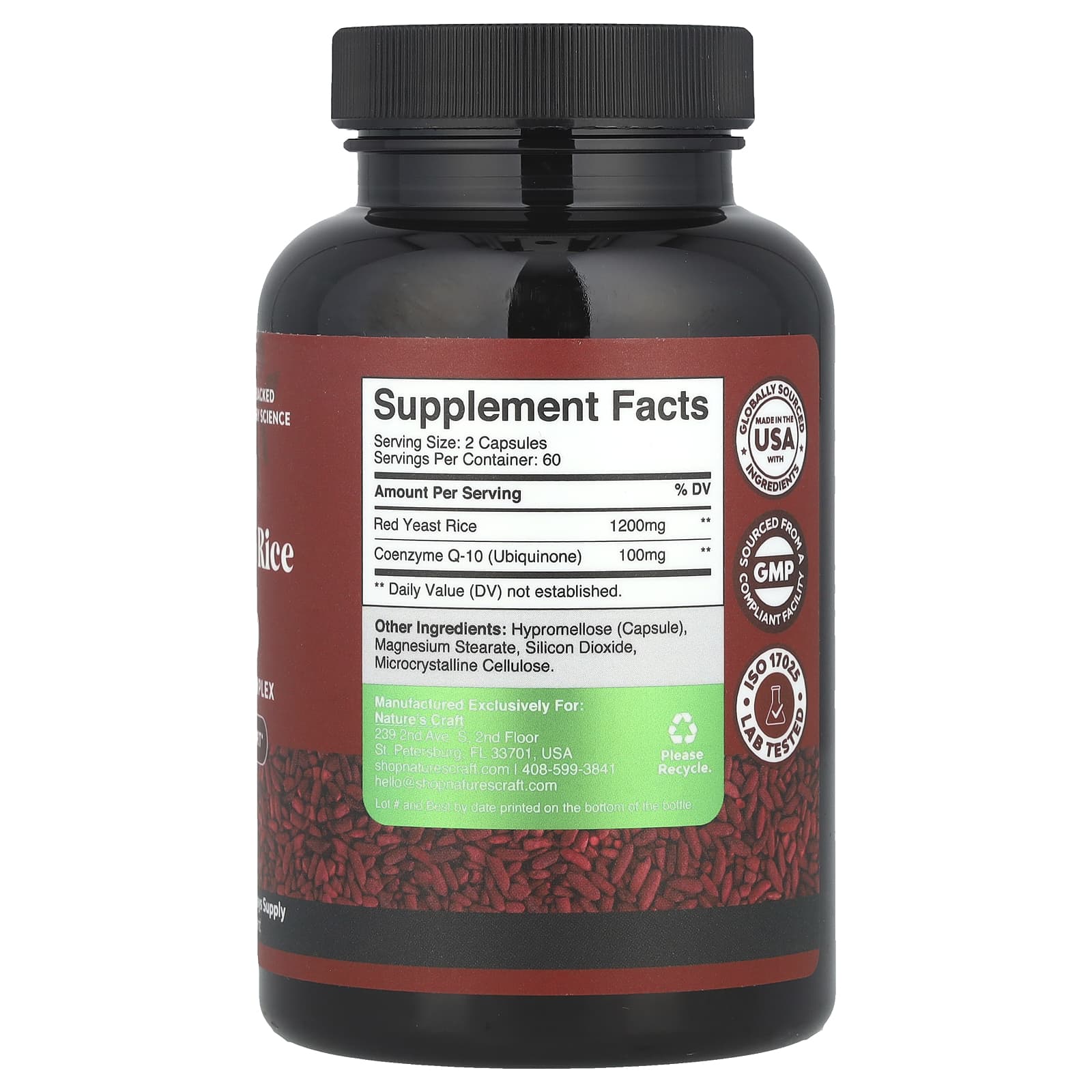 Nature's Craft, Red Yeast Rice + CoQ10, 120 Capsules