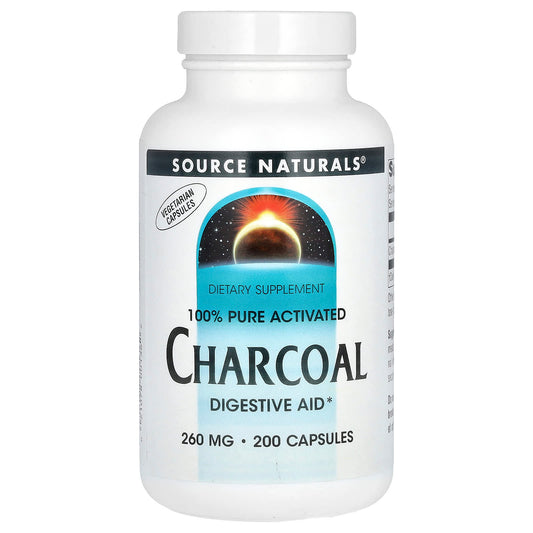 Source Naturals, 100% Pure Activated Charcoal, 260 mg, 200 Capsules