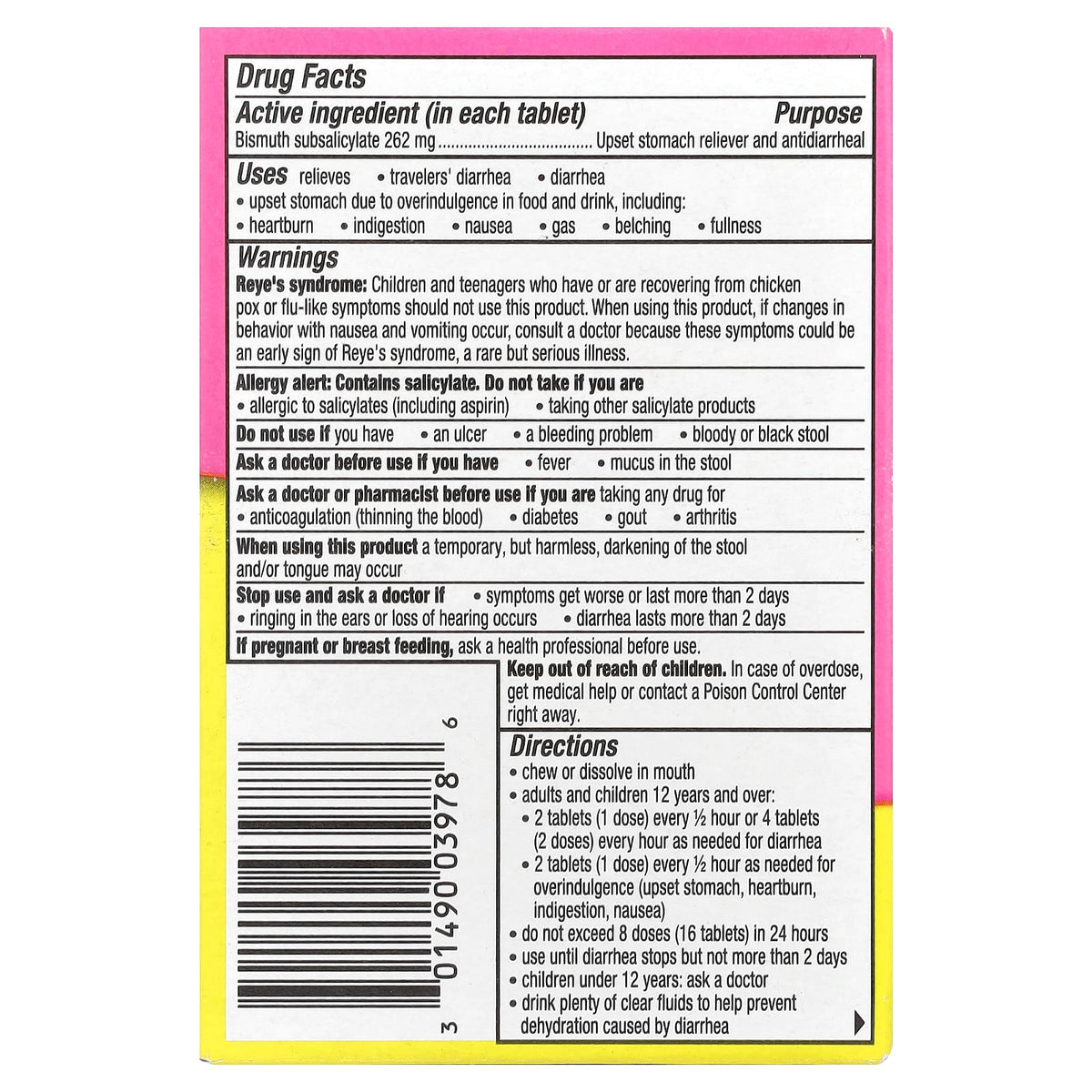 Pepto Bismol Chewables 131 mg per Tablet