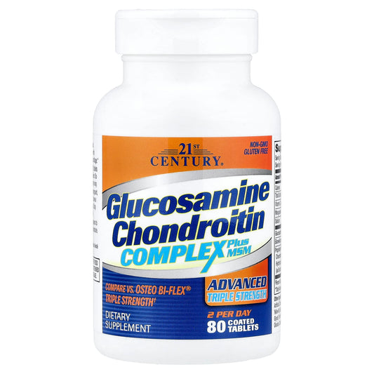 21st Century, Glucosamine Chondroitin Complex plus MSM, 80 Coated Tablets
