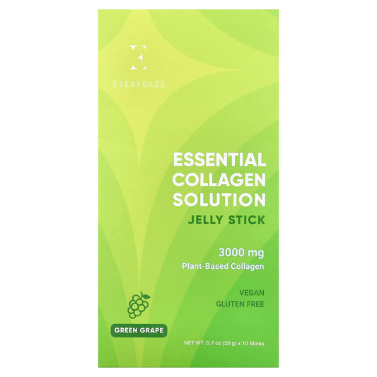 Everydaze, Essential Collagen Solution Jelly Stick, Green Grape, 3,000 mg, 10 Sticks, 0.7 oz (20 g) Each