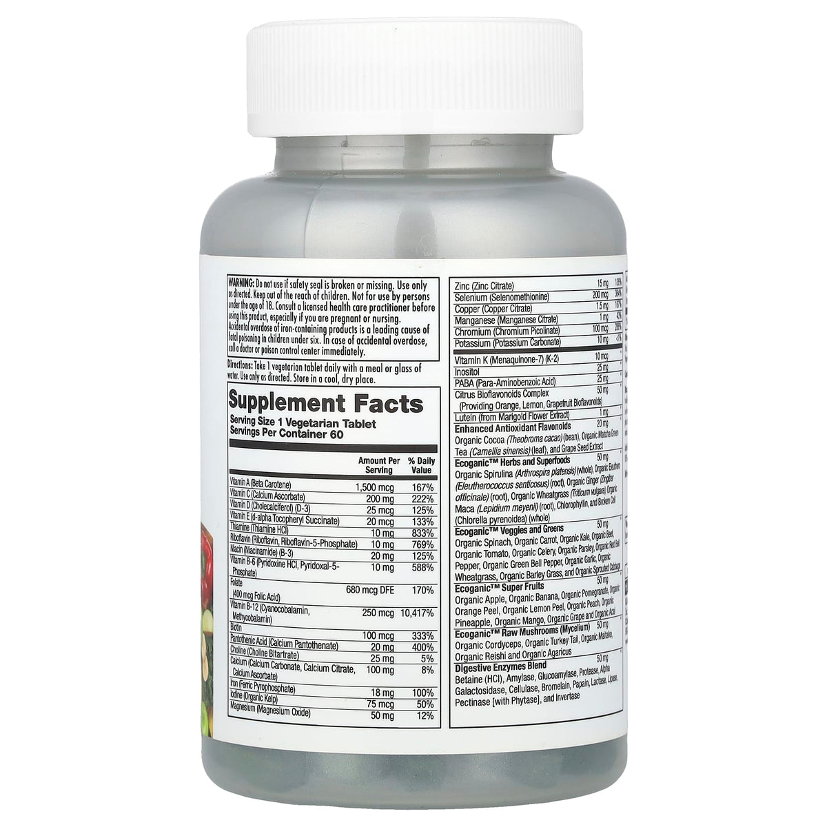 KAL, Enhanced Energy, Once Daily Whole Food Multivitamin, 60 Vegetarian Tablets