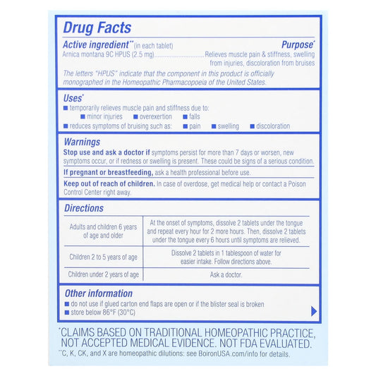 Boiron, Arnicare, Arnica Montana Meltaway Tablets, Unflavoured, 60 Meltaway Tablets